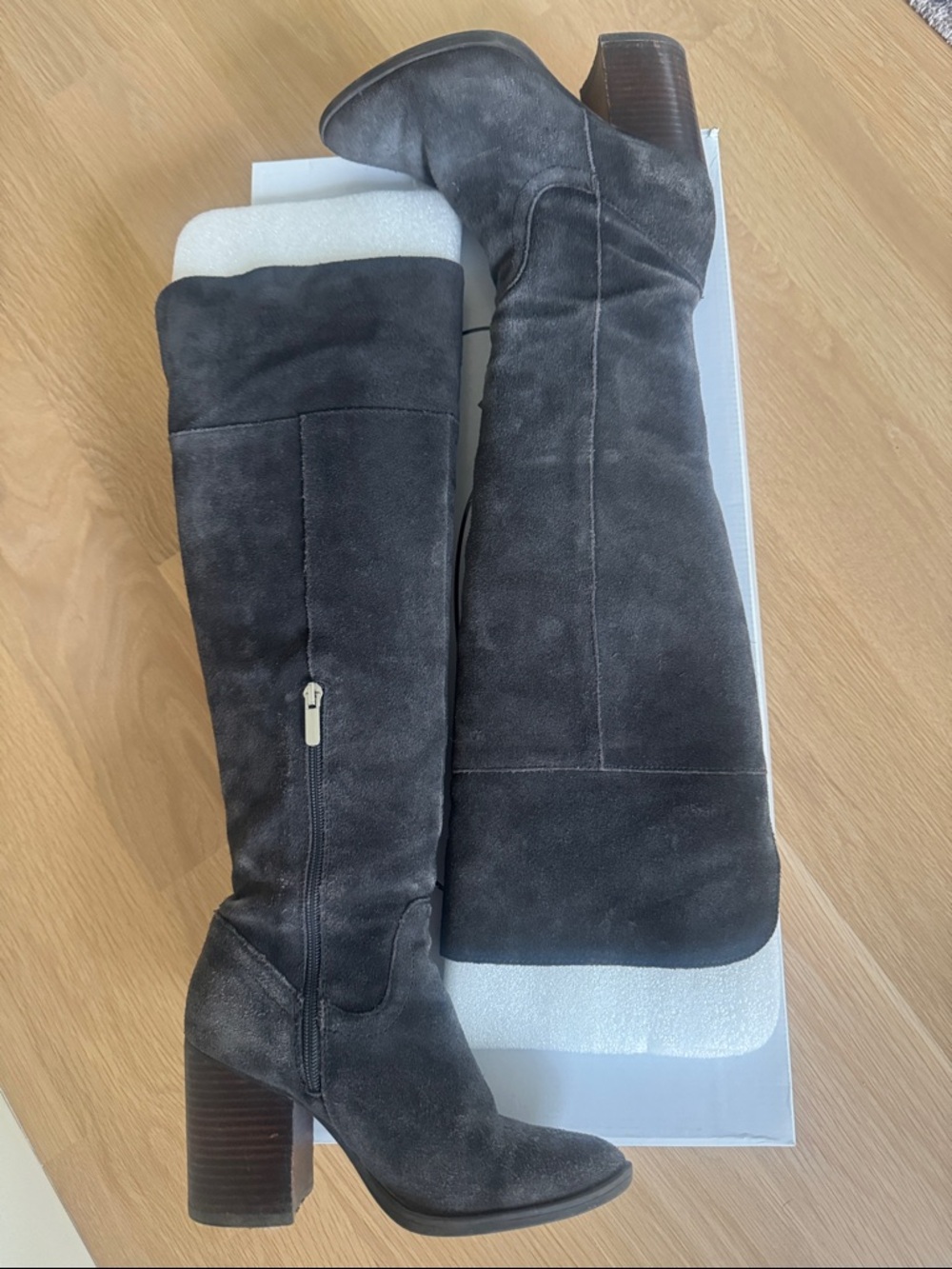 Steve Madden Tall Suede Knee-High Boots in Charcoal - Picture 3 of 6